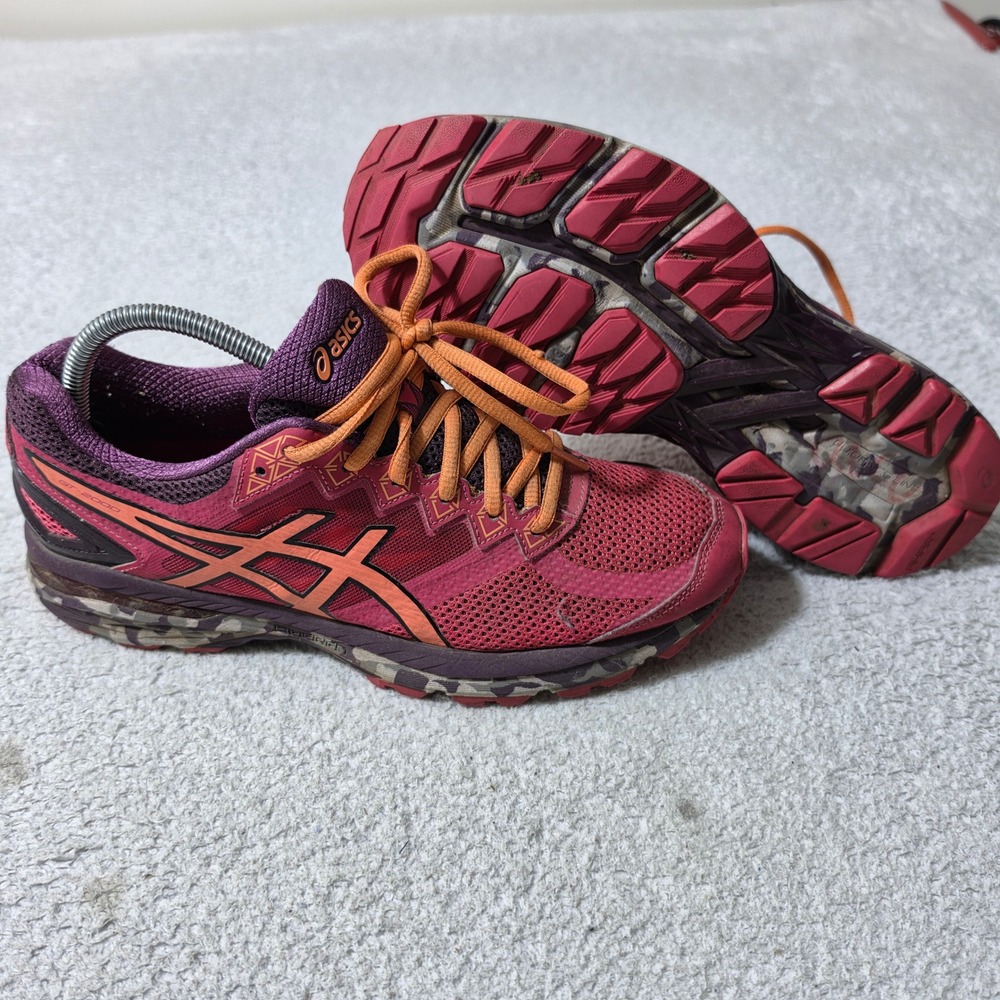 Asics Womens 10 GT-2000 4 Running Shoes Pink Orange Purple Camo T661N